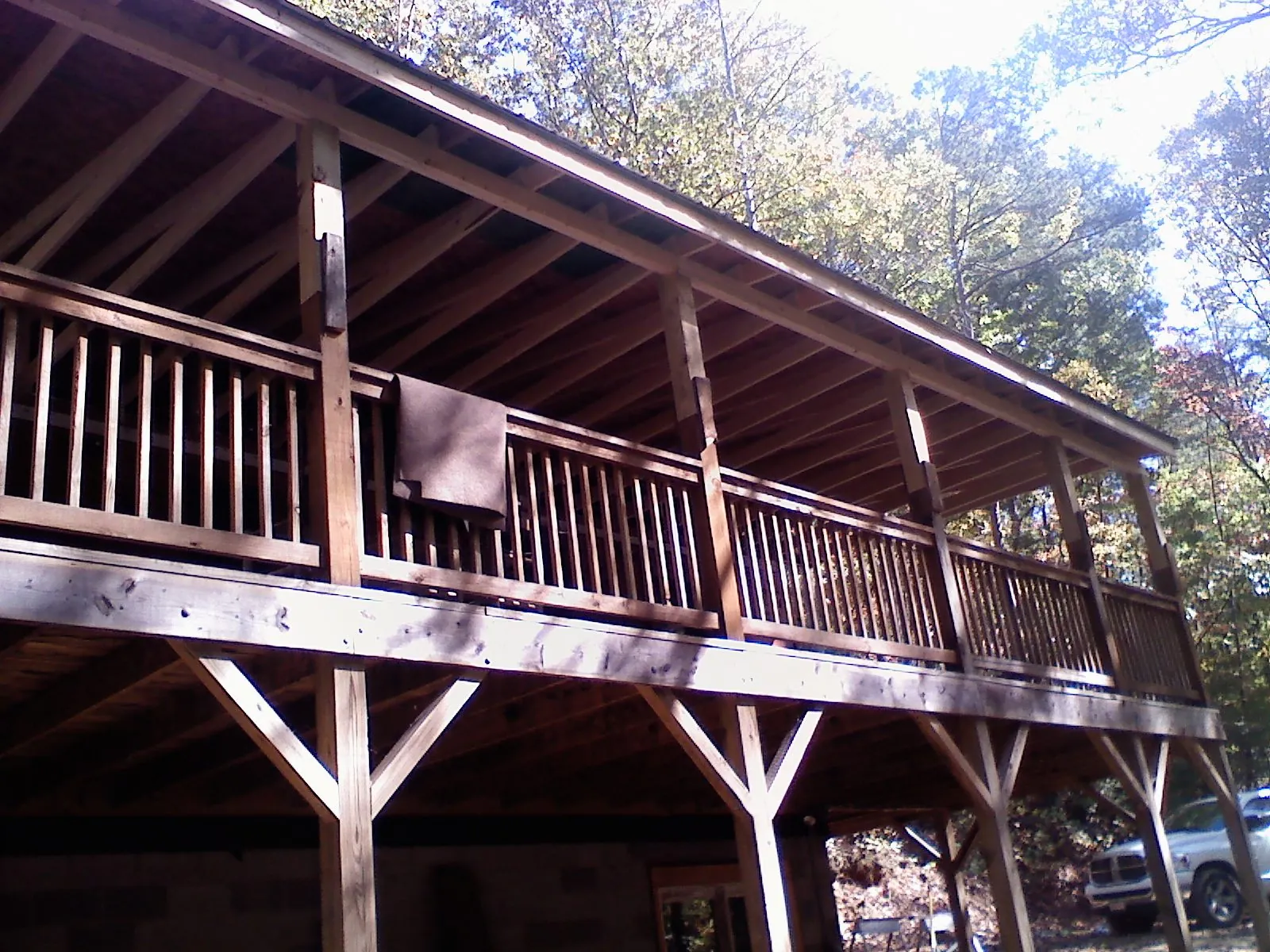 Timber framing under a new elevated porch and deck — Roof Leak Repair in Nottingham by Roofing Brothers